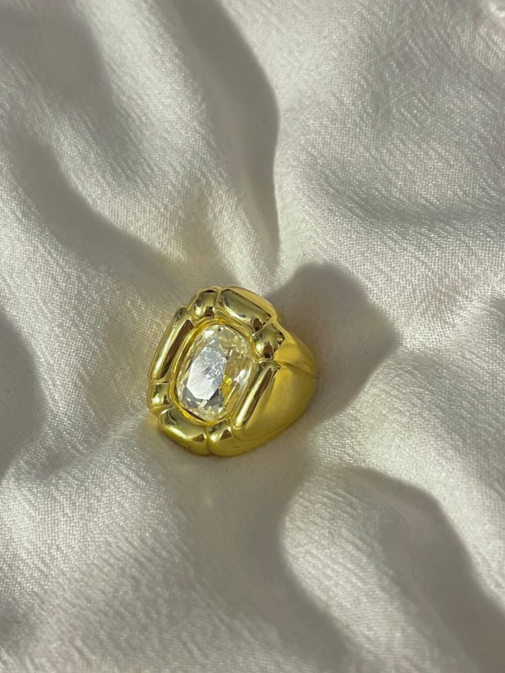 Swarovski Dulcis Cocktail Statement Ring Gold Clear Crystal Size 6